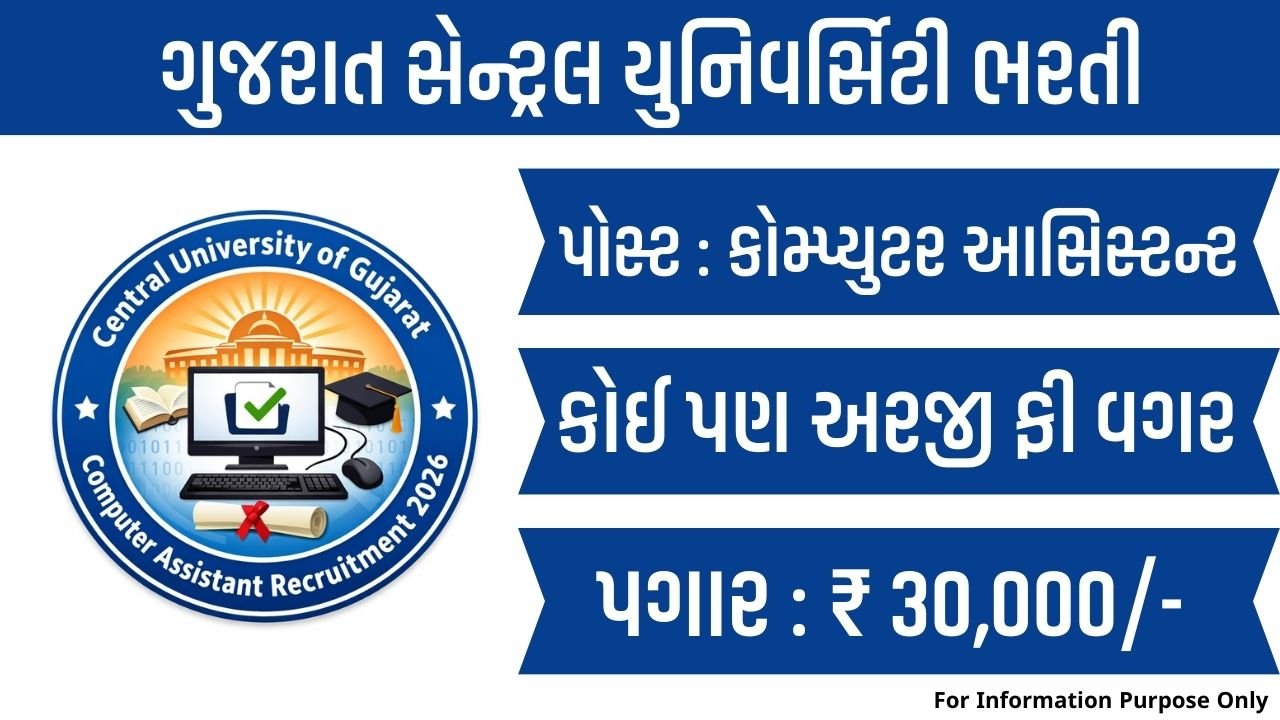 Central University of Gujarat Computer Assistant Recruitment 2026