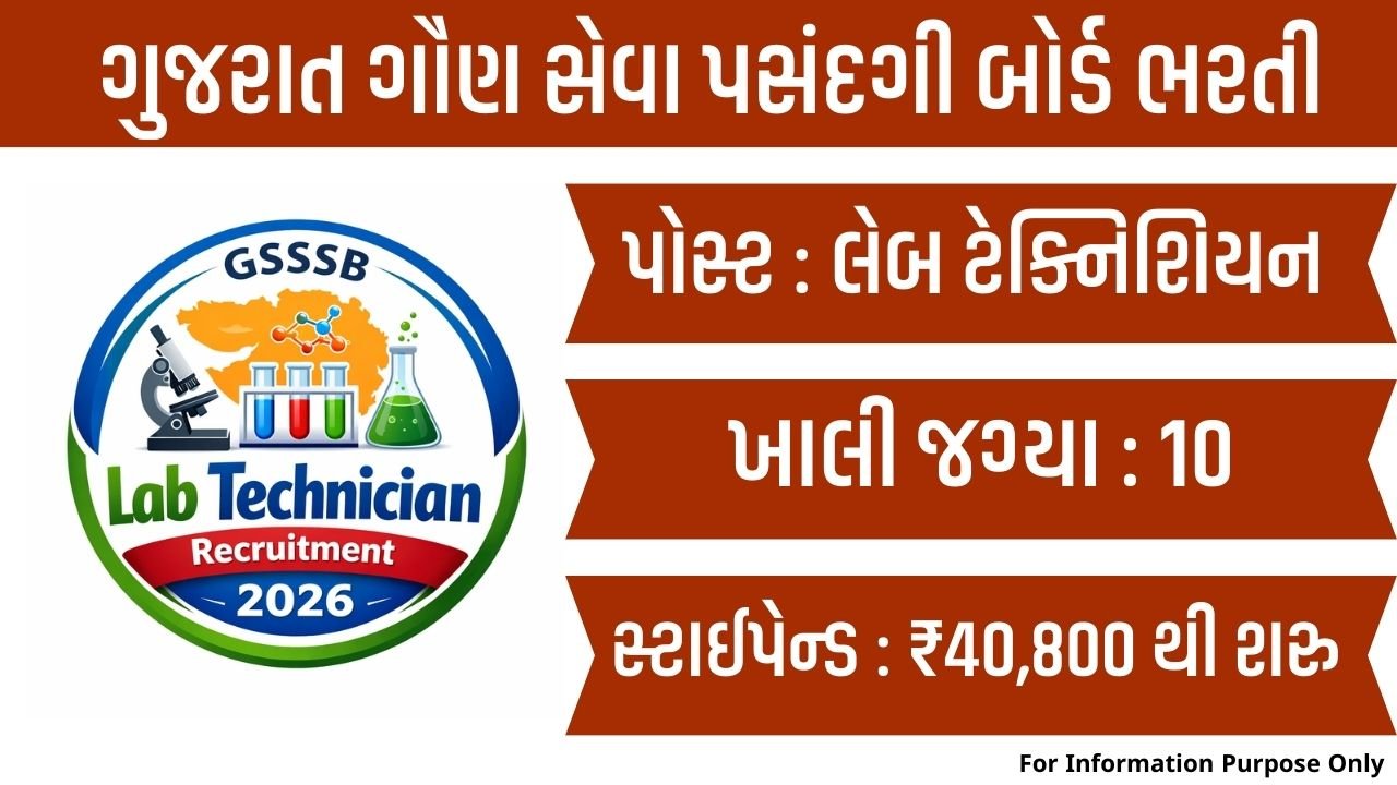 GSSSB Laboratory Technician Recruitment 2026